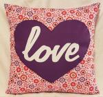 Appliqued Decorative Heart/"love" Pillow - 18" x 18" Pillow Insert Included