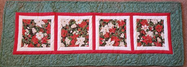 Colorful Poinsettia Christmas Table Runner - 18" x 51" picture