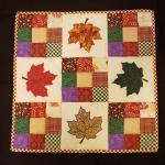 Colorful Fall Leaf Scrappy Table Topper - 23" x 23"