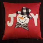 Appliqued Decorative Snowman/Joy Christmas Pillow - 18" x 18" Pillow Insert Included
