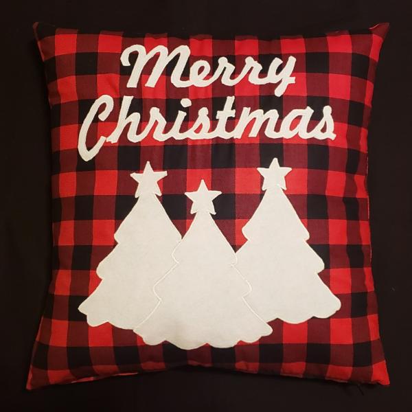 Appliqued "Merry Christmas" Pillow - 18" x 18" Pillow Insert Included picture