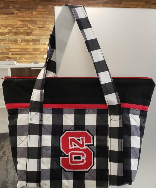 Handmade Quilted NC State Wolfpack Zippered Tote - Approx. 14"W x 10"H x 4"D picture