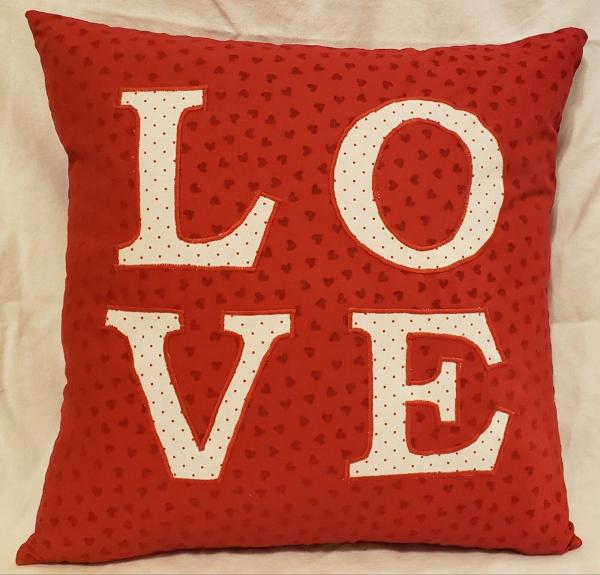 Appliqued Decorative "LOVE" Pillow - 18" x 18" Pillow Insert Included picture