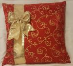 Red and Gold Christmas Decorative Pillow - 18" x 18" Pillow Insert Included