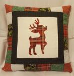 Quilted Decorative Reindeer Christmas Pillow - 18" x 18" Pillow Insert Included