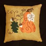 Appliqued Decorative Fall Burlap Pillow - 18" x 18" Pillow Insert Included