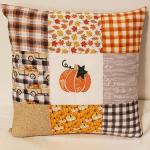Appliqued Colorful Scrappy Fall Pillow - 18" x 18" Pillow Insert Included