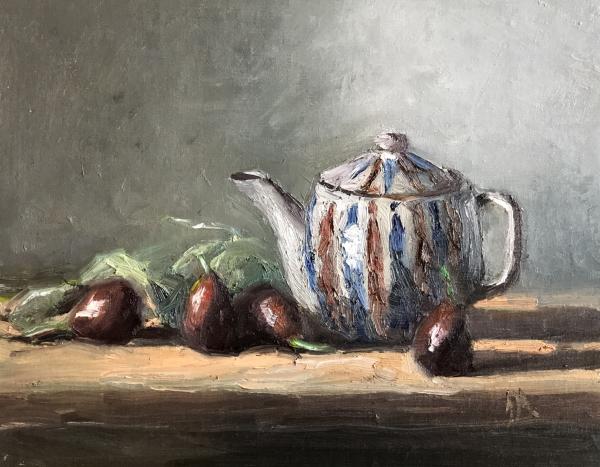 Figs and Tea 8”x10” oil on panel picture