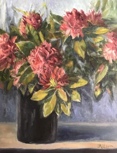 Pink Rhododendron 18”x14” oil on panel picture