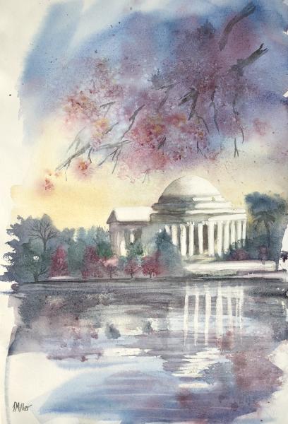 Jefferson Memorial 22”x15” Watercolor picture