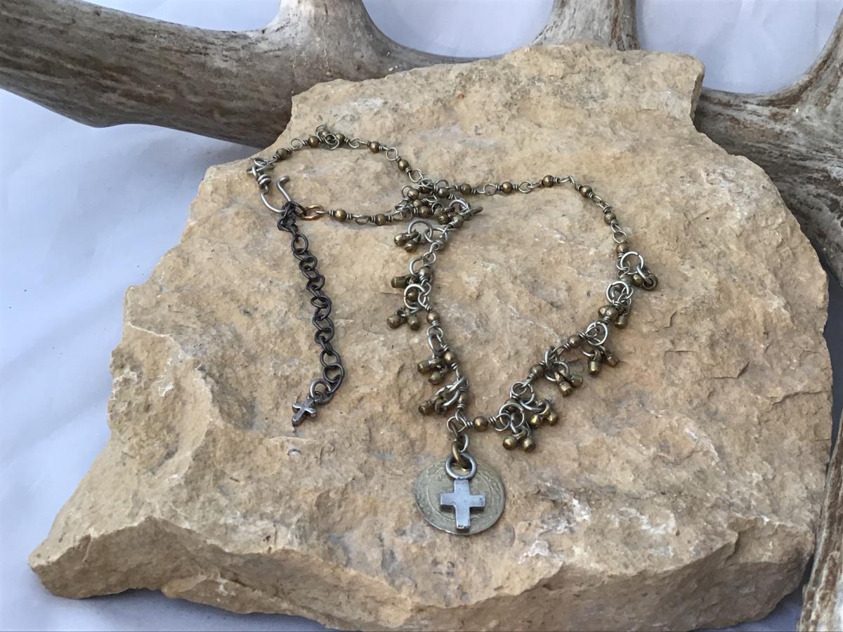 Necklace, Vintage Coin & Cross picture
