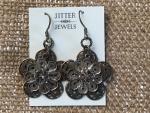 Earring Bronze & Silver Filagree Flower Vintage Repurposed