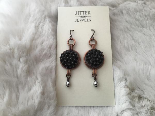 Earring Vintage  Blackened textural component over copper