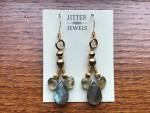 Earring of Labradorite, Smokey Quartz, and gold