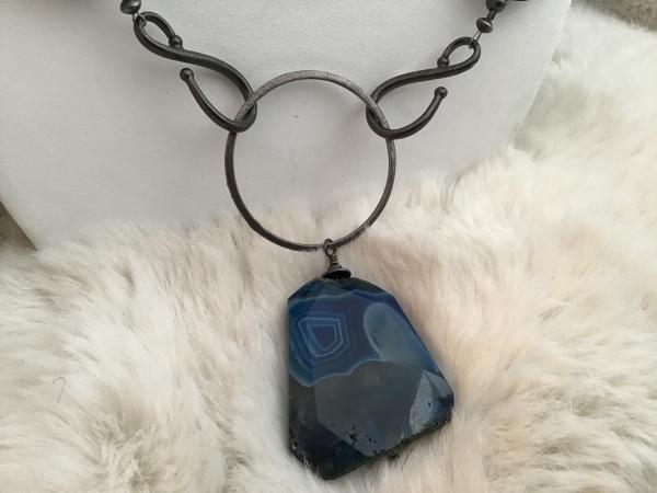 Necklace, Blue Agate, blackened picture