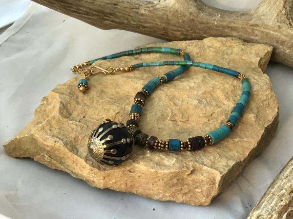 Necklace, Napal Globe Ball and Turquoise picture