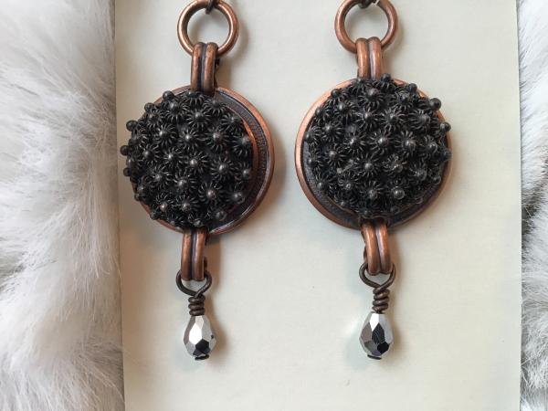 Earring Vintage  Blackened textural component over copper picture