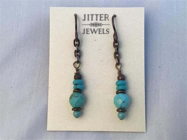 Earring Turquoise & Antiqued Bronze picture