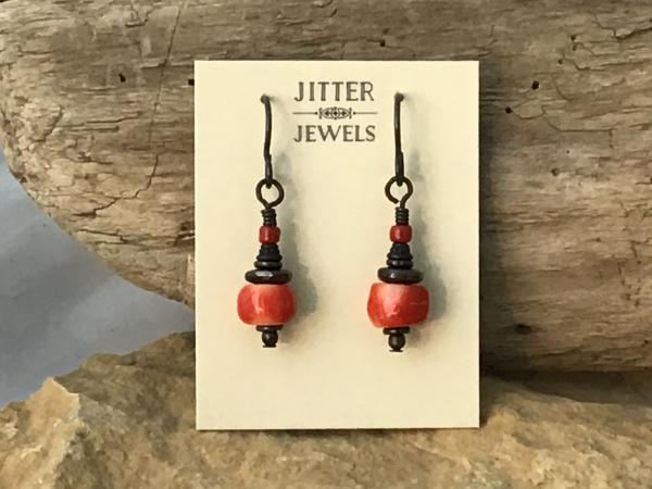 Earring, red Coral