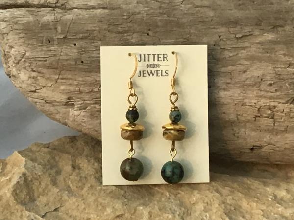 Earring, gold, African Turquoise picture