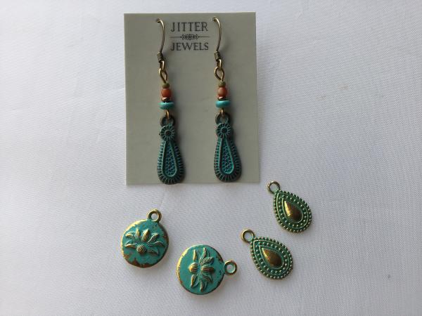 Earring verdigris charm and seed bead picture