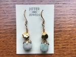 Earring, Larimar and gold nugget