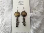 Earring vintage Brass coin And silver cross
