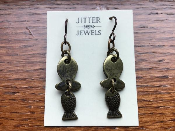 Earring Antiqued Bronze Fish