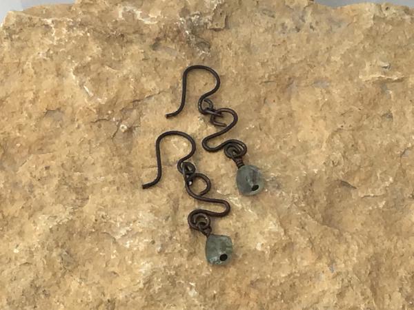 Earring, Flourite, Blackened hand forged picture