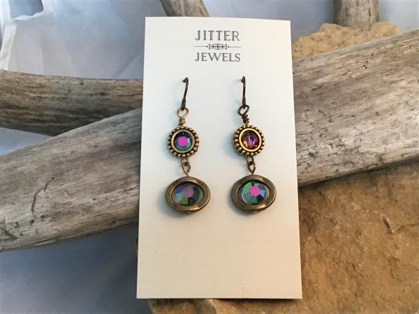 Earring, gold with Swarovski crystals picture