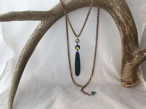 Vintage green pendant, and Vintage Chain