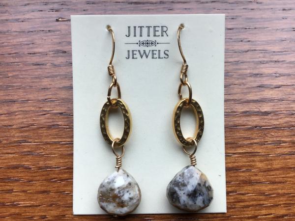Earring, Leopard Jasper and gold picture