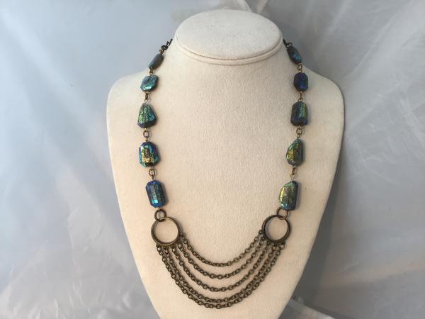 Necklace Labradorite, graduated brass chain picture