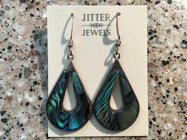 Earring repurposed vintage abalone teardrop