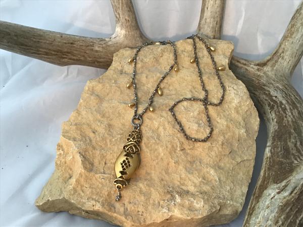 Necklace, vintage Antiqued a gold Art Nuveau Pendant