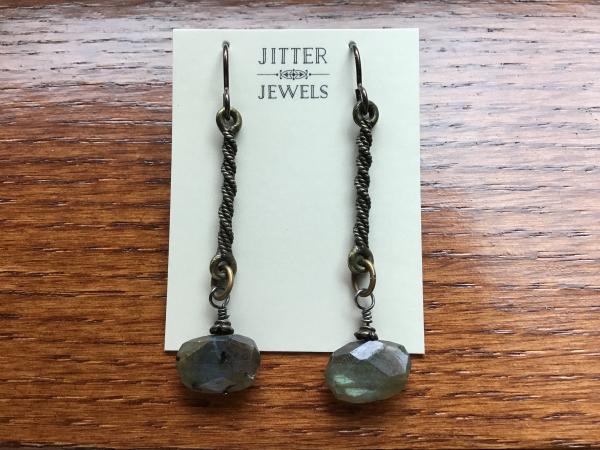 Earring of Labradorite, antique bronze picture