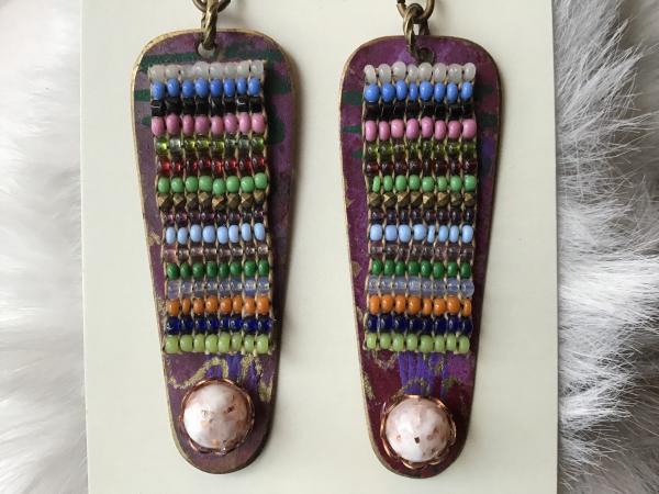 Earring Vintage purple a Enamel Link, American Indian Peyote picture