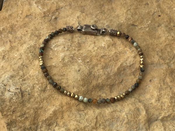 Bracelet, vintage Sterling Silver Box Clasp, Faceted Micro Jasper picture