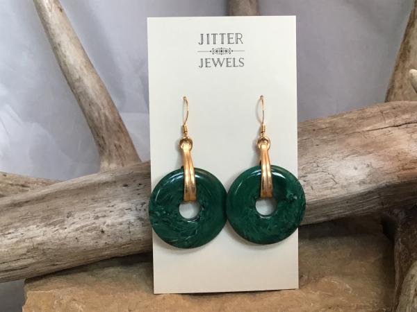 Earring,Vintage Green Resin Doughnuts