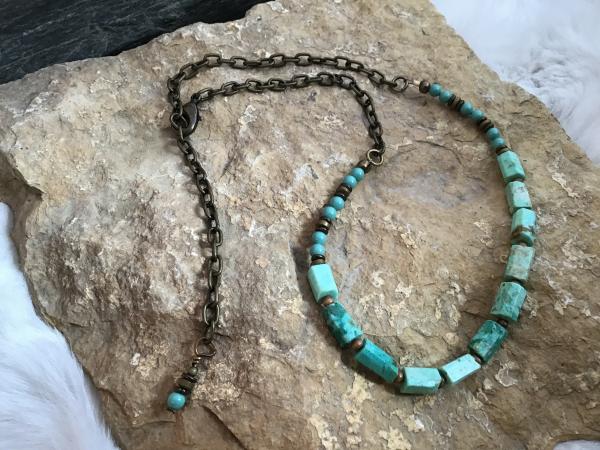 Necklace, African Turquoise, bronze cihain picture