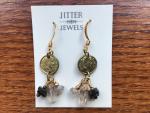 Earring vintage coin and tourmaline