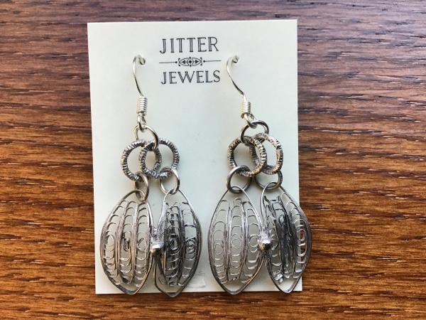 Earring Vintage repurposed silver filagree