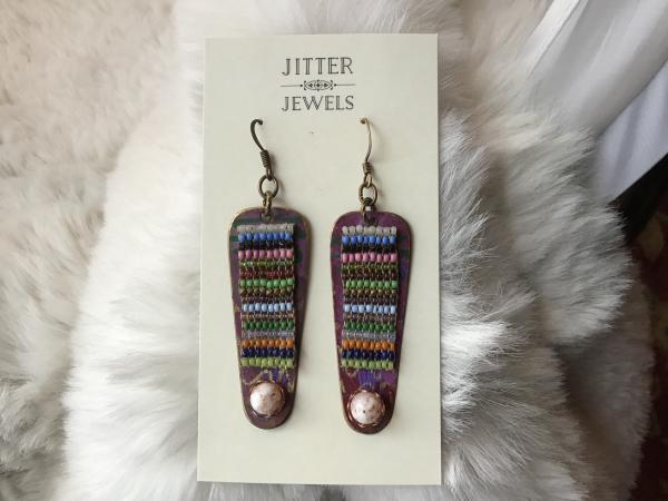 Earring Vintage purple a Enamel Link, American Indian Peyote picture