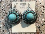 Earring repurposed vintage silver and turquoise