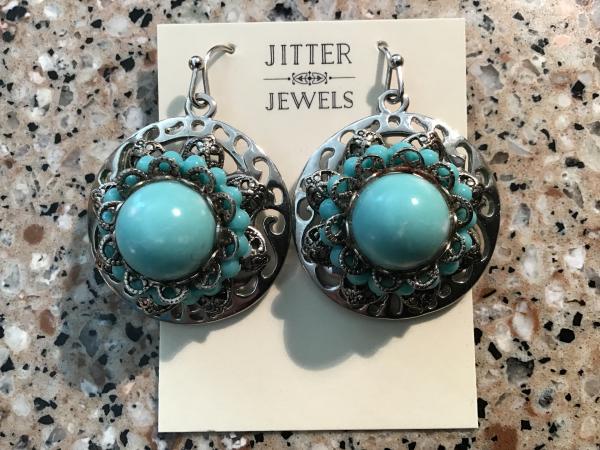 Earring repurposed vintage silver and turquoise picture