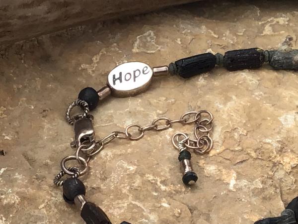 Black Stone, Sterling Silver “HOPE” bead picture