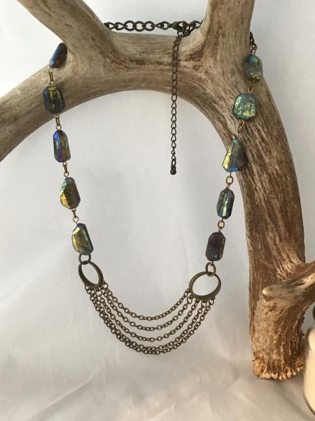 Necklace Labradorite, graduated brass chain picture