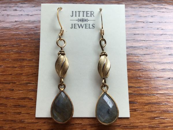 Earring of Labradorite and gold vintage bead picture