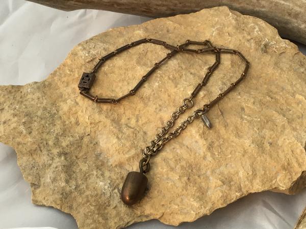 Necklace, Vintage Brass Acorn