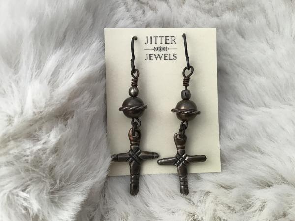 Earring Christian Pewter Cross